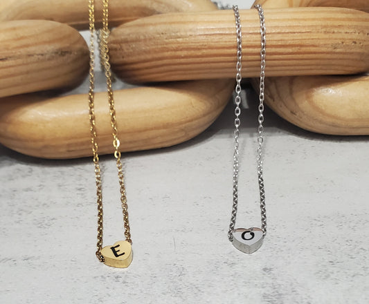Personalized Tiny Heart Charm Necklace