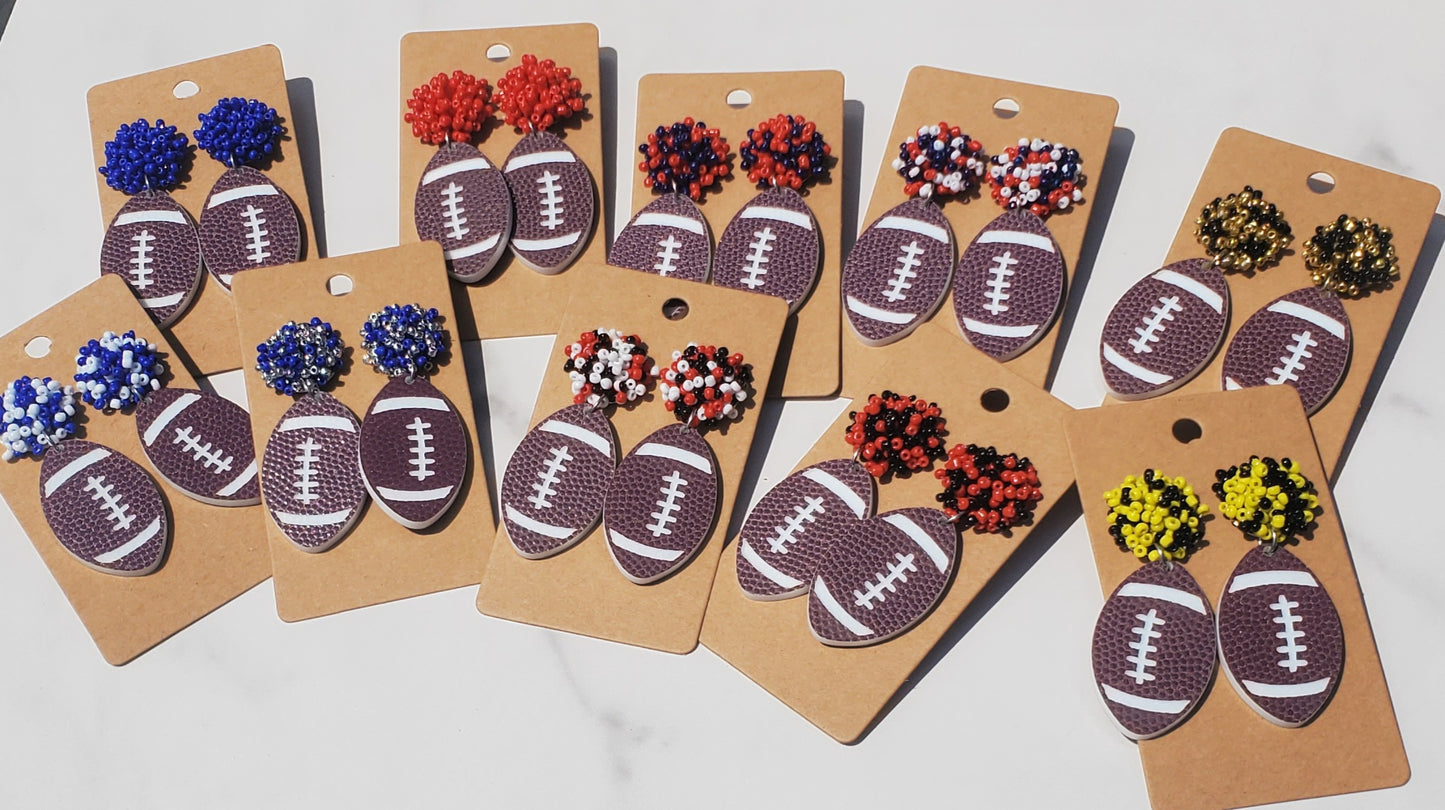 Football Seed Bead Earrings