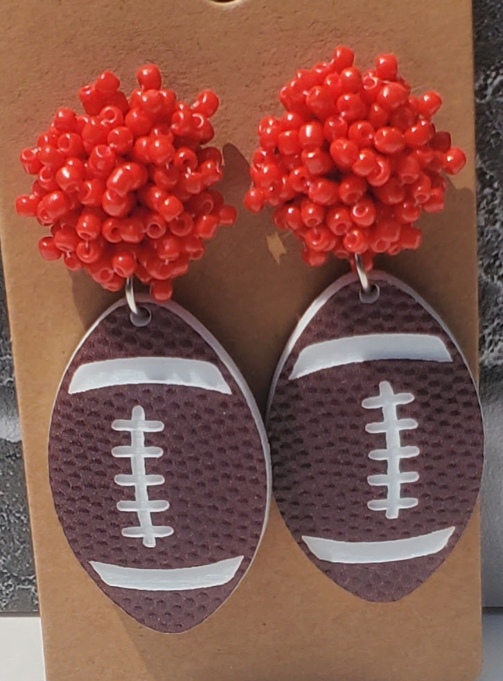 Football Seed Bead Earrings