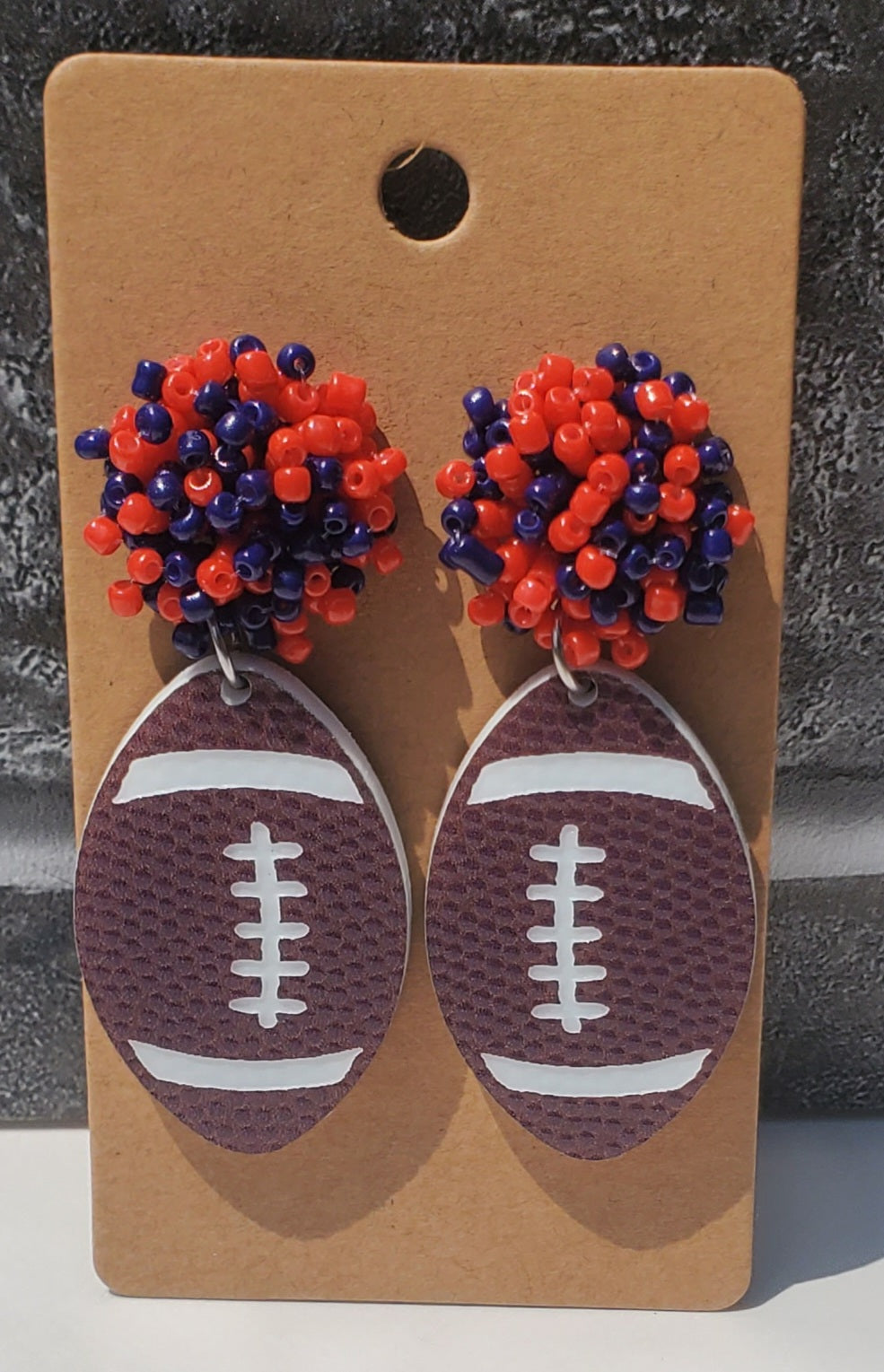 Football Seed Bead Earrings