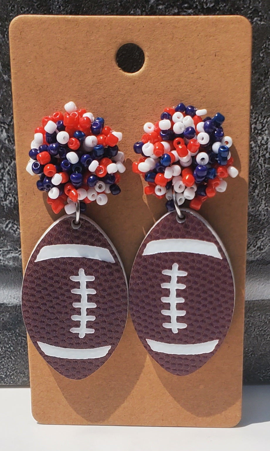 Football Seed Bead Earrings