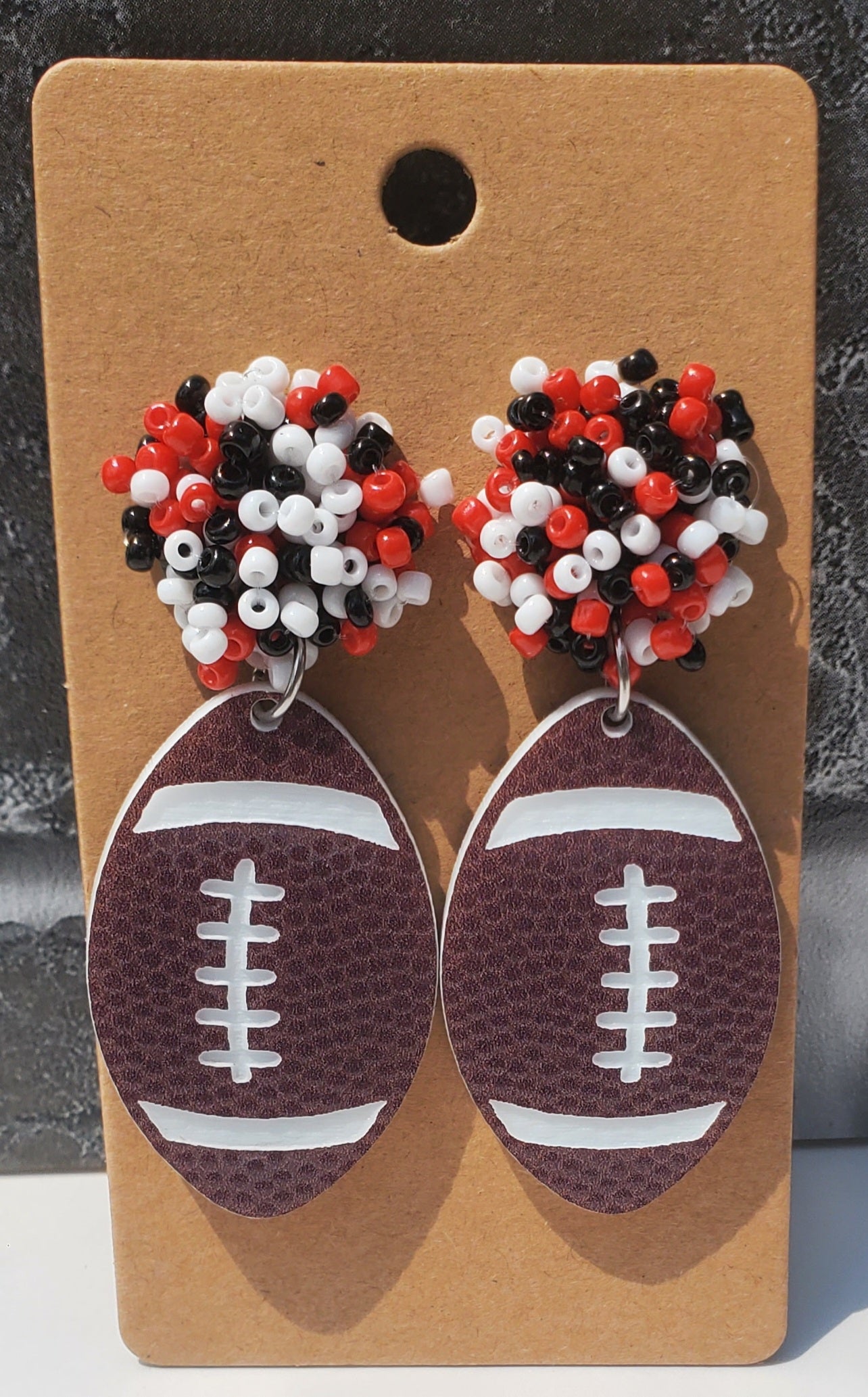 Football Seed Bead Earrings