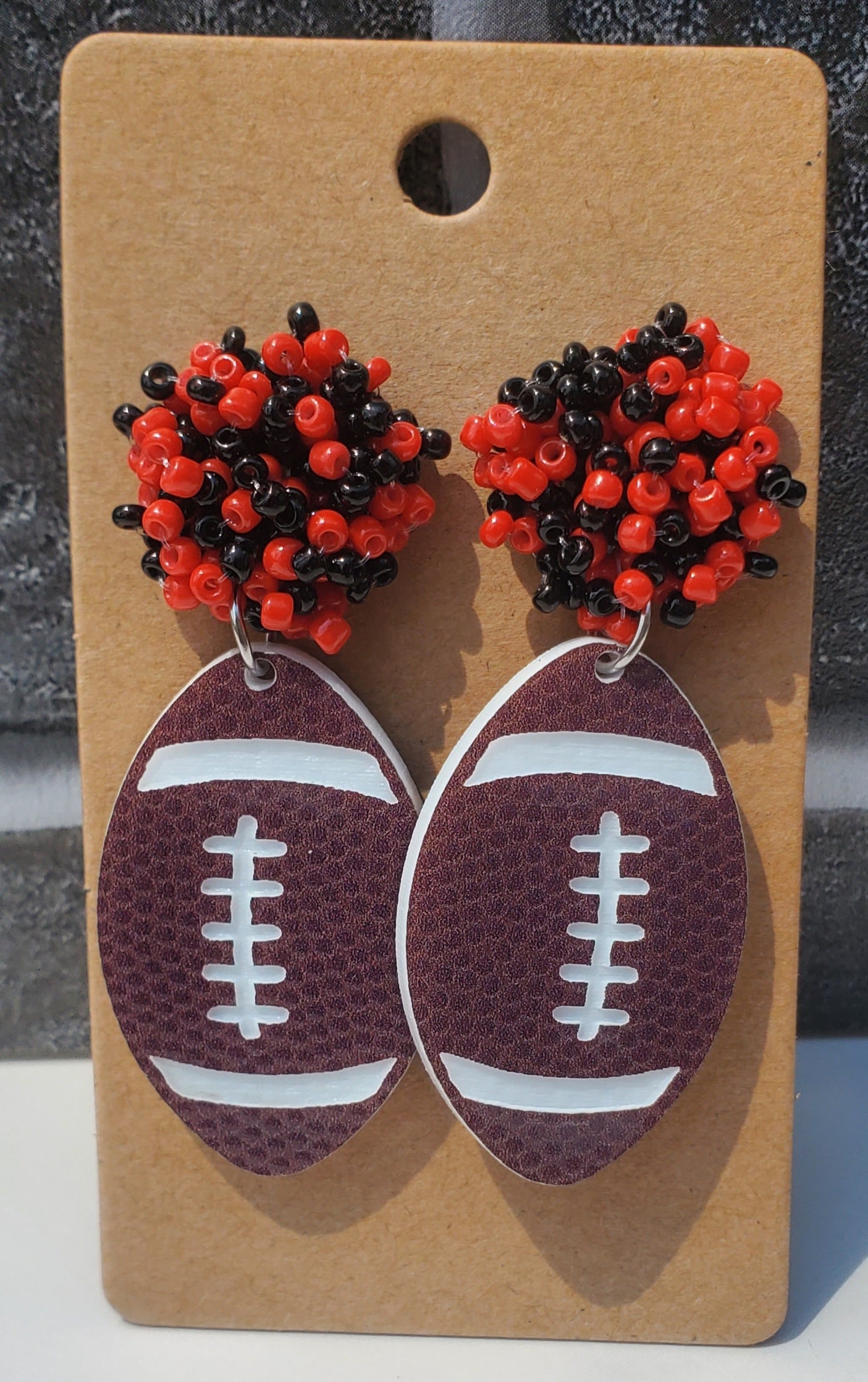 Football Seed Bead Earrings