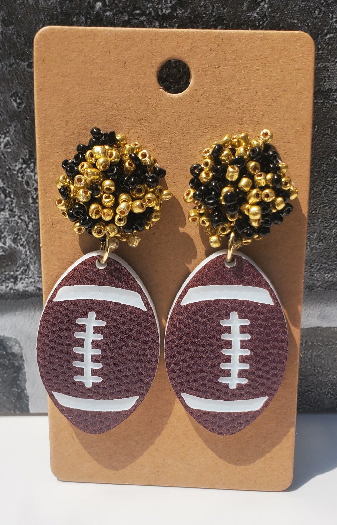 Football Seed Bead Earrings