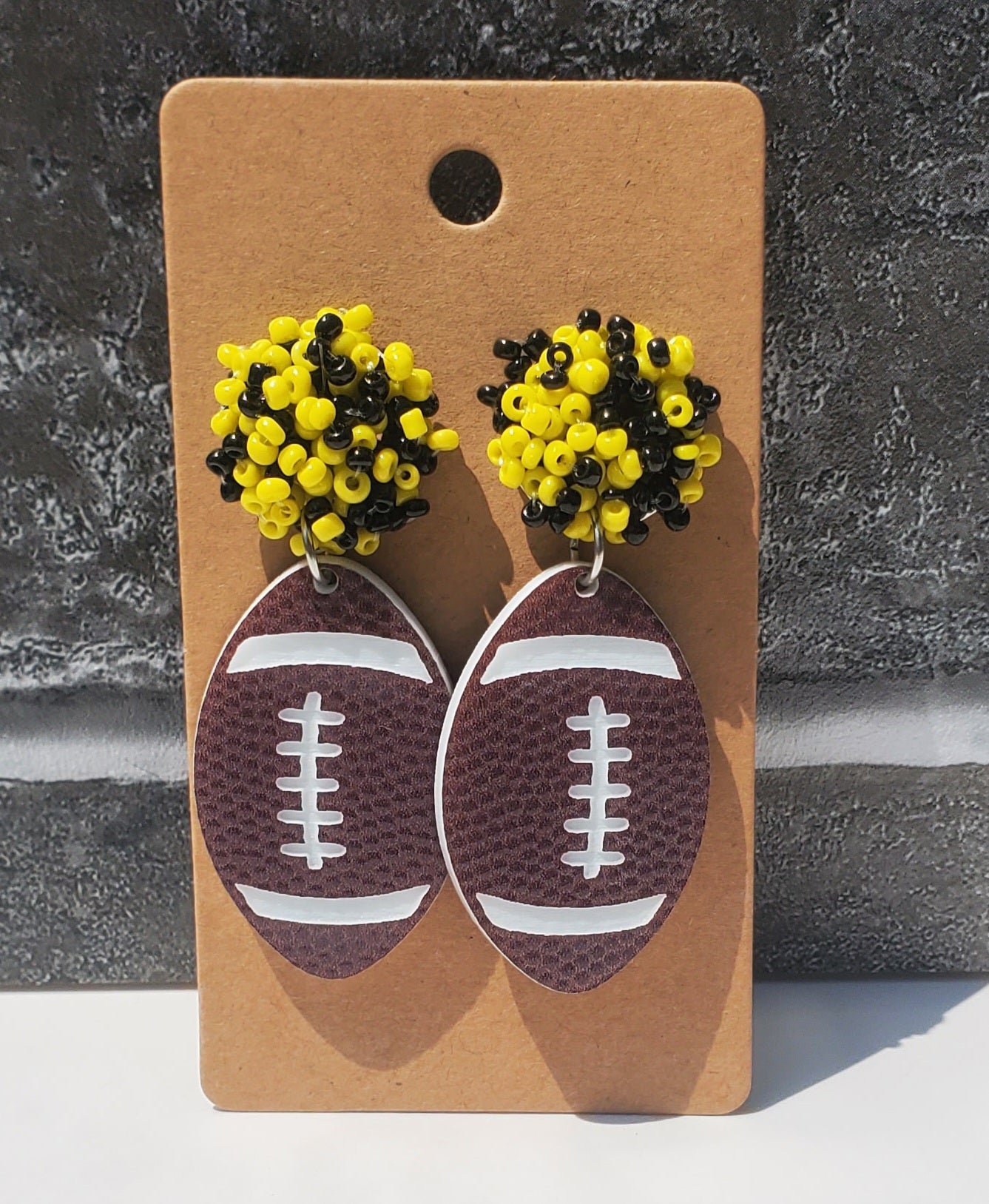 Football Seed Bead Earrings